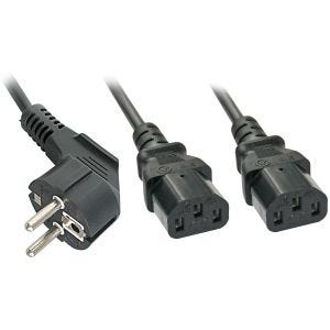 Lindy - Câble secteur en Y, Schuko vers 2 x IEC C13, 2m