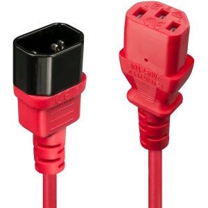 Lindy - Rallonge secteur IEC, rouge, 1m