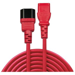 Lindy - Rallonge secteur IEC, rouge, 2m