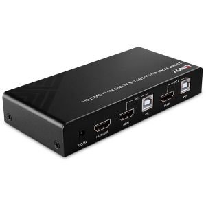 Lindy - Switch KVM HDMI 4K60, USB 2.0 & Audio, 2 ports