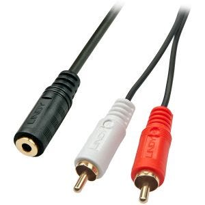 Lindy - Câble audio Premium 2 x RCA (Cinch) vers jack 3,5mm femelle, 25cm