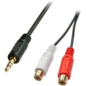 Lindy - Câble audio Premium 2 x RCA (Cinch) femelle vers jack 3,5mm mâle, 25cm