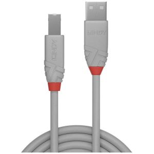Lindy - Câble USB 2.0 type A vers B, Anthra Line, Gris, 2m