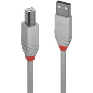 Lindy - Câble USB 2.0 type A vers B, Anthra Line, Gris, 5m