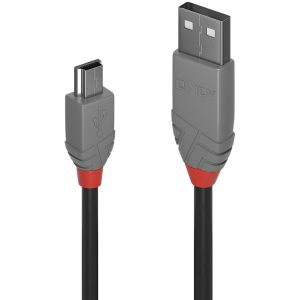 Lindy - Câble USB 2.0 type A vers Mini-B, Anthra Line, 0.2m