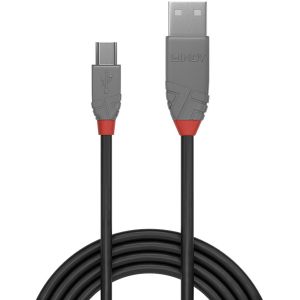 Lindy - Câble USB 2.0 type A vers Mini-B, Anthra Line, 5m