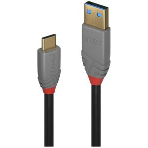 Lindy - Câble USB 3.2 type A vers C, 10Gbit/s, 5A, PD, Anthra Line, 1m