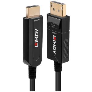 Lindy - Câble Hybride Fibre Optique  DisplayPort 1.2 vers HDMI 18G, 50m 