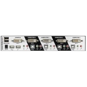 Lindy - Switch KVM DVI-I Single Link, USB 2.0 & audio, 4 ports