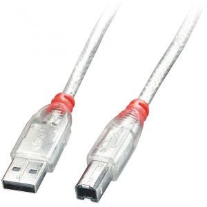 Lindy - Câble USB 2.0 Type A vers B, transparent, 0.5m
