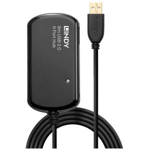 Lindy - Rallonge active USB 2.0 Pro avec Hub 4 ports, 8m