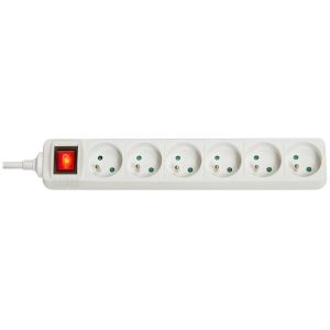 Lindy - Multiprise 6 prises FR avec interrupteur, blanc 