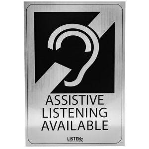Listen LA-304 Plaque de signalisation en métal «Espace adapté aux malentendants» (anglais)