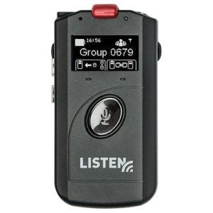 Listen ListenTALK LK-1-E3 Emetteur-récepteur ListenTalk bi-directionnel avec batteries Li-ion, cordon tour de cou et écouteur/oreillette inclus