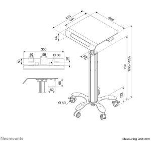 Neomounts MED-M050 Station de travail mobile médicale 10-18 pouces (Ressort à gaz)