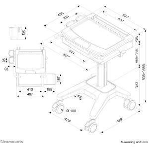 Neomounts MED-M200 Station de travail mobile médicale (10-17 pouces)