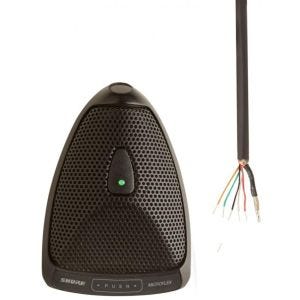 Shure MX392BE/C Micro à effet de surface, sortie sur le dessous, capsule cardioïde, avec switch et LED verte, noir