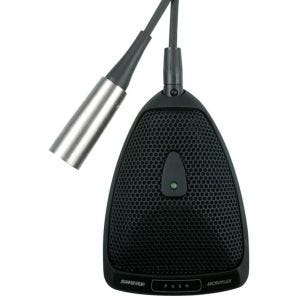 Shure MX393/C Micro à effet de surface, avec préampli XLR 3 broches, capsule cardioïde, avec switch et LED verte, noir