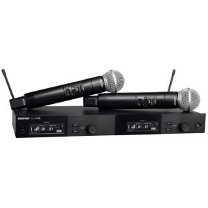 Shure SLXD24DE/SM58-J53 Système comprenant 1 récepteur double SLXD4D et 2 émetteurs à main SLXD2/SM58 (562-606MHz)