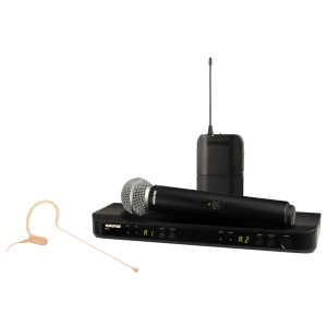Shure BLX1288E/MX53-H8E Système comprenant 1 récepteur double BLX88, 1 émetteur BLX1 avec micro tour d'oreille MX153, 1 émetteur à main BLX2/SM58 (518-542 MHz)