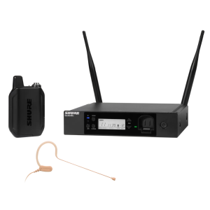 Shure GLXD14R+E/MX53-Z4 Système comprenant 1 récepteur rackable GLXD4R+, 1 émetteur GLXD1+ avec micro tour d'oreille MX153 (2,4GHz et 5,8 GHz)